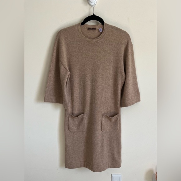 Cullen Dresses & Skirts - Cullen Beige Cashmere Midi Sweater Dress Bell sleeves women’s size Medium GUC.